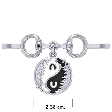 Karen Ryder Yin Yang Horse and Horse Bit Silver Cuff Bracelet TBA289 - Jewelry